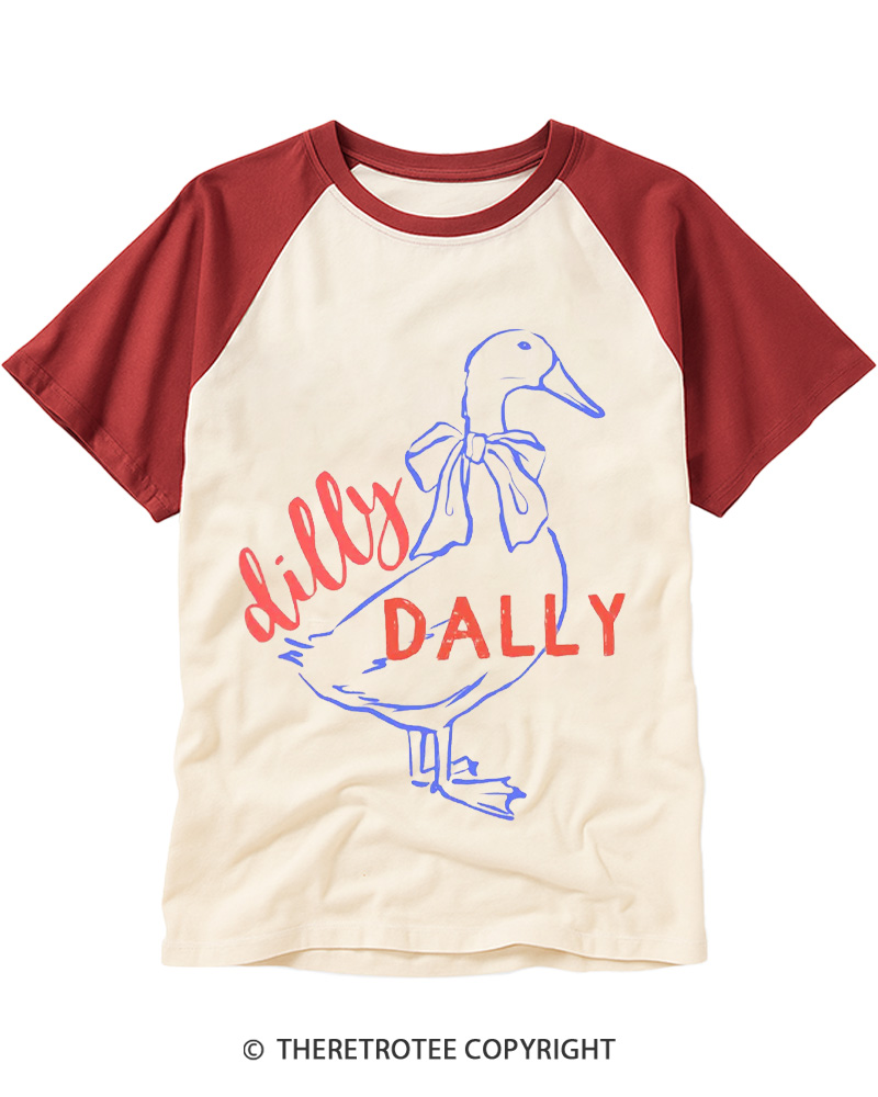 TheRetroTee Dilly Dally 1980s Raglan Baseball T-Shirt