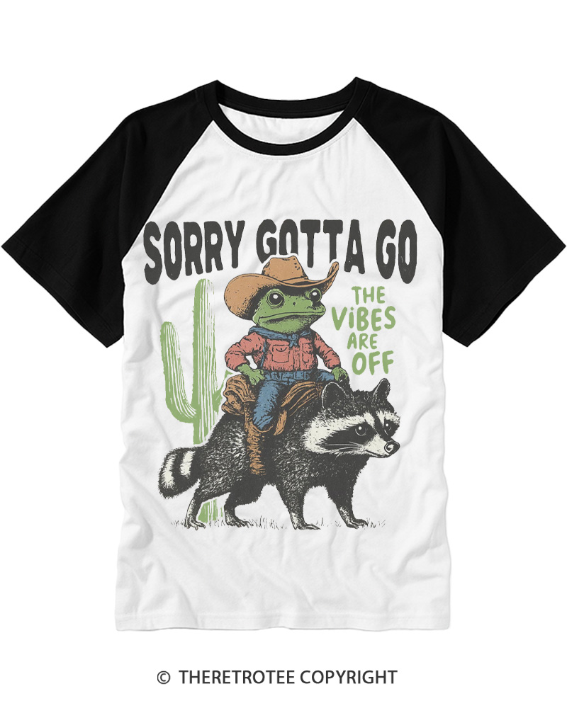 TheRetroTee 1890s Style Cowboy Frog Riding Raccoon Raglan Baseball T-Shirt