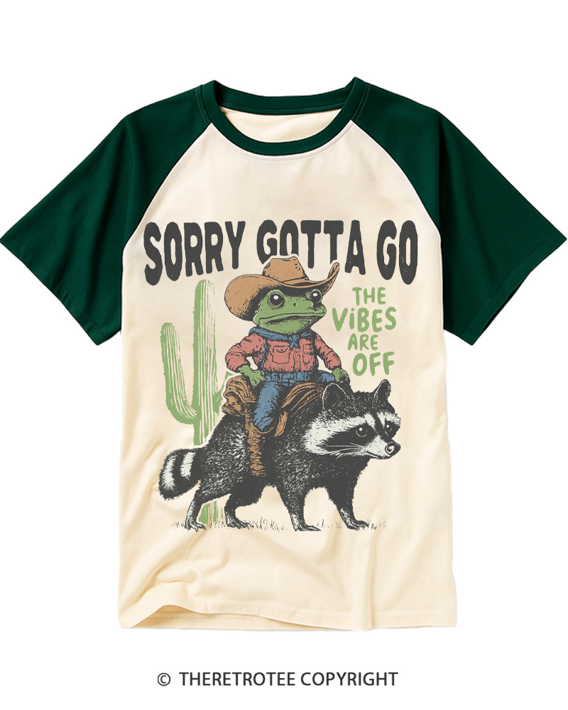 TheRetroTee 1890s Style Cowboy Frog Riding Raccoon Raglan Baseball T-Shirt