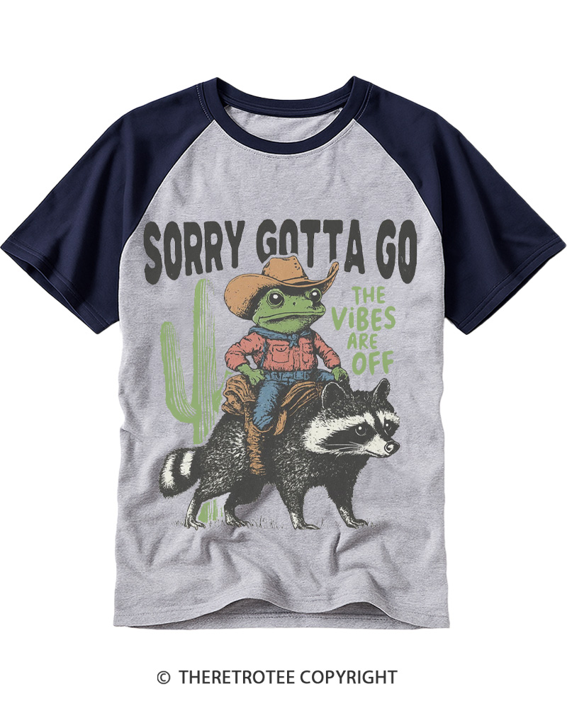 TheRetroTee 1890s Style Cowboy Frog Riding Raccoon Raglan Baseball T-Shirt