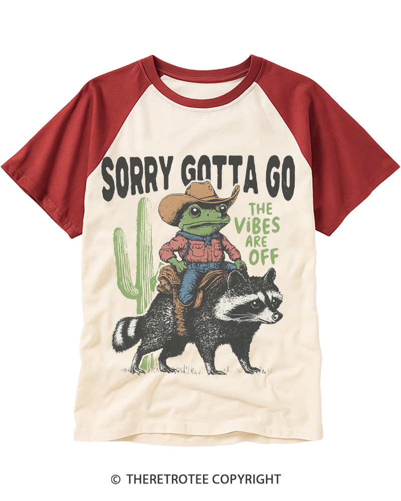 TheRetroTee 1890s Style Cowboy Frog Riding Raccoon Raglan Baseball T-Shirt