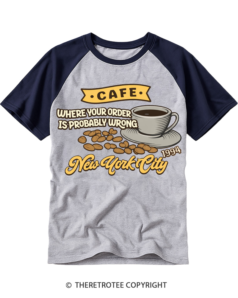 TheRetroTee Cafe 1990s Raglan Baseball T-Shirt