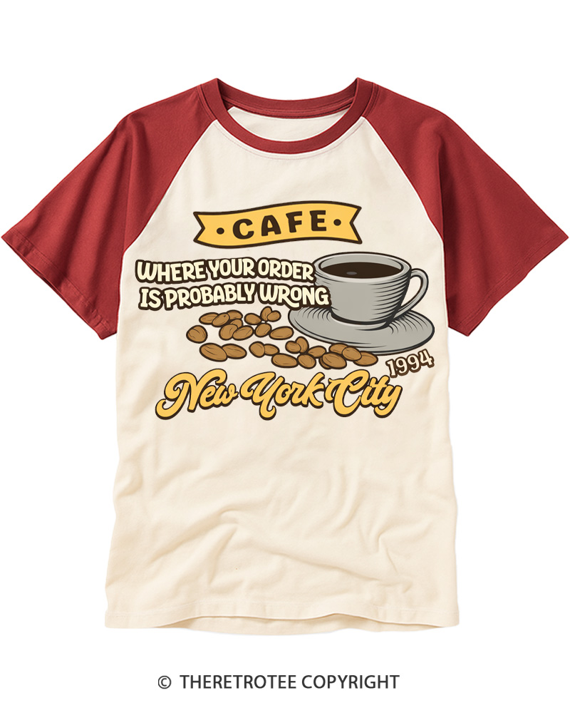 TheRetroTee Cafe 1990s Raglan Baseball T-Shirt