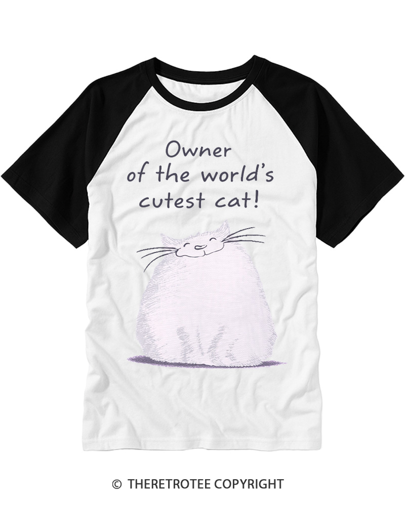 TheRetroTee Cutest Cat Owner Worlds 1980s Raglan Baseball T-Shirt