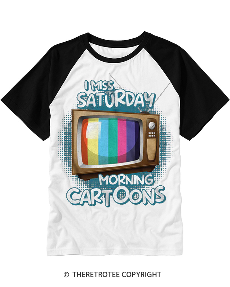 TheRetroTee I Miss Saturday Morning Cartoons 1980s Raglan Baseball T-Shirt