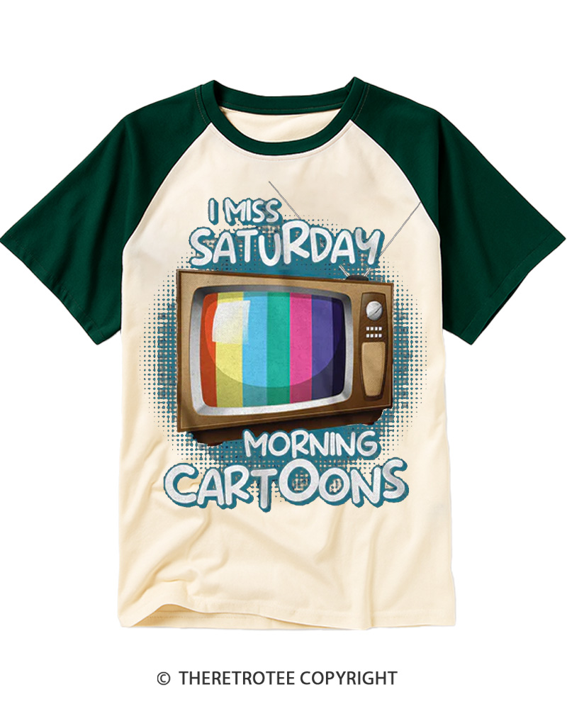 TheRetroTee I Miss Saturday Morning Cartoons 1980s Raglan Baseball T-Shirt
