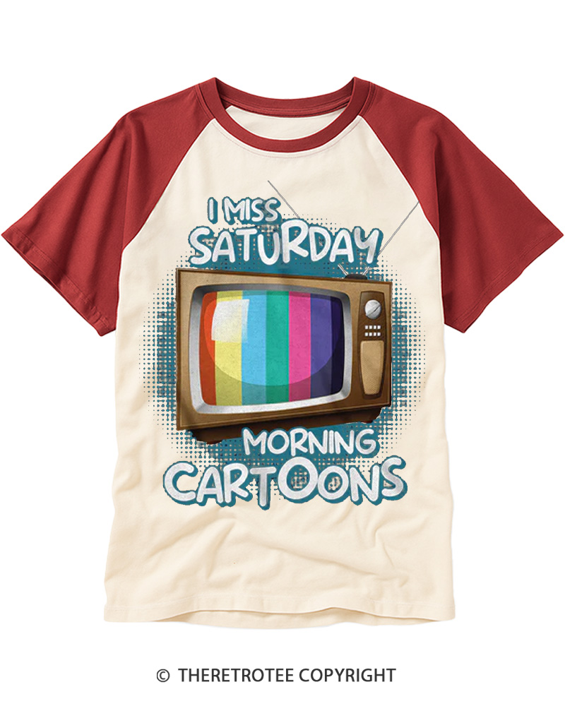 TheRetroTee I Miss Saturday Morning Cartoons 1980s Raglan Baseball T-Shirt