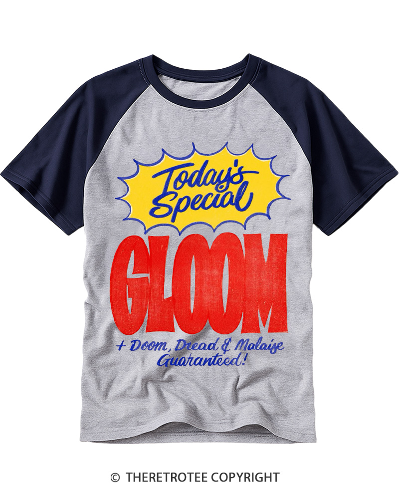 TheRetroTee Today’s Special Gloom 1970s Raglan Baseball T-Shirt