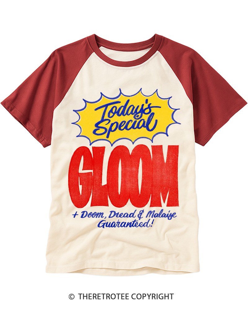 TheRetroTee Today’s Special Gloom 1970s Raglan Baseball T-Shirt