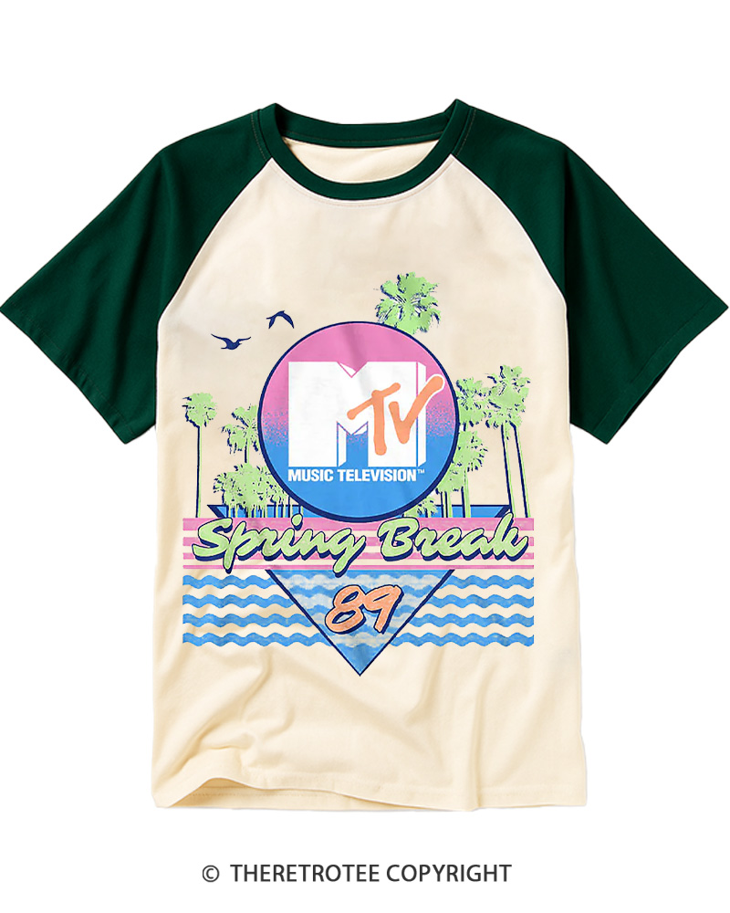 TheRetroTee 1980s Spring Break '89 Raglan Baseball T-Shirt