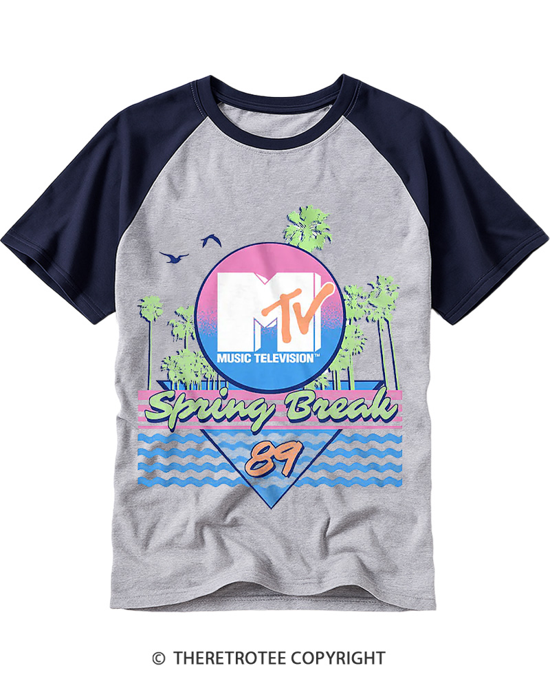 TheRetroTee 1980s Spring Break '89 Raglan Baseball T-Shirt