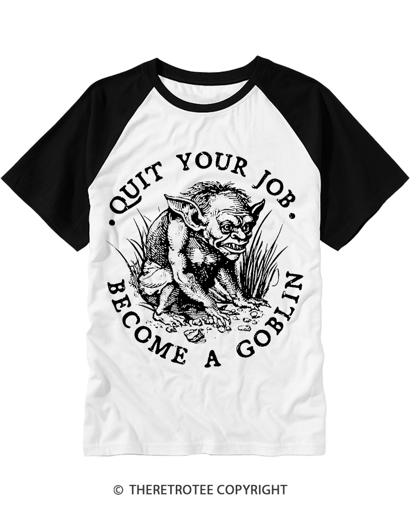 TheRetroTee Quit Your Job 1980s Raglan Baseball T-Shirt