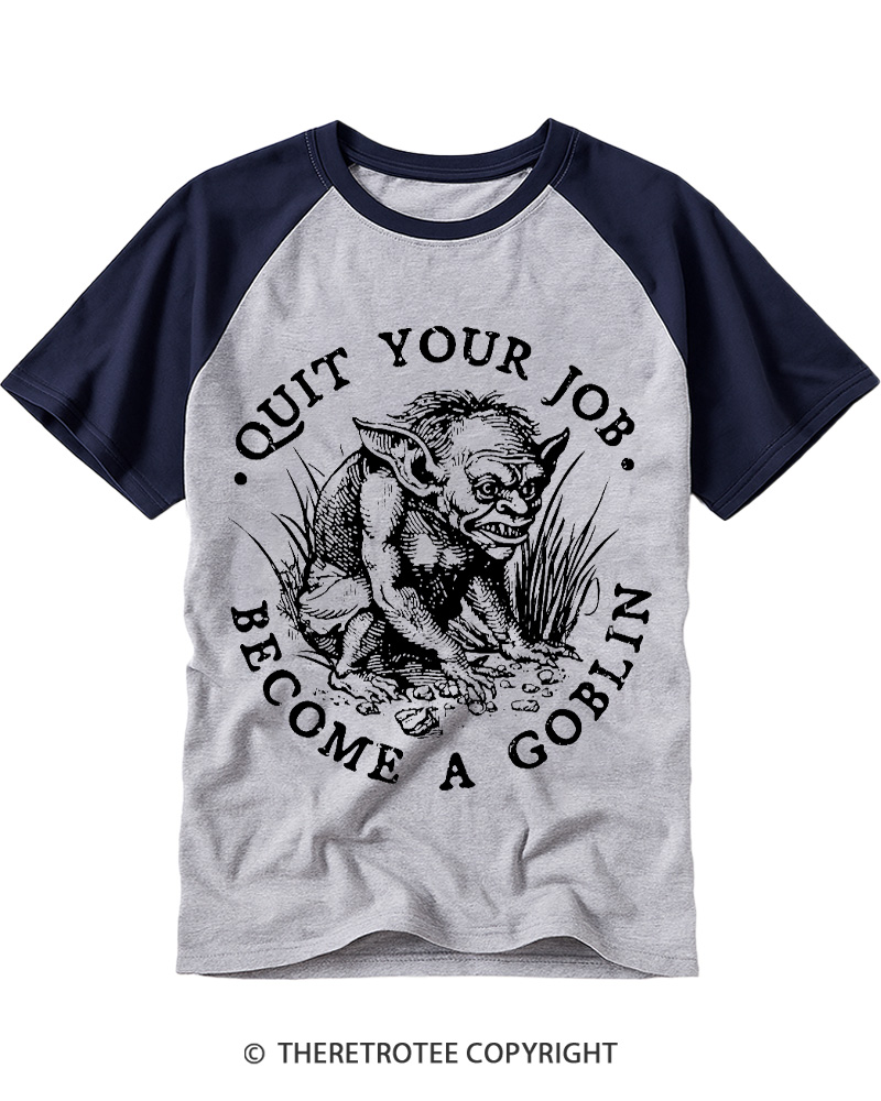 TheRetroTee Quit Your Job 1980s Raglan Baseball T-Shirt