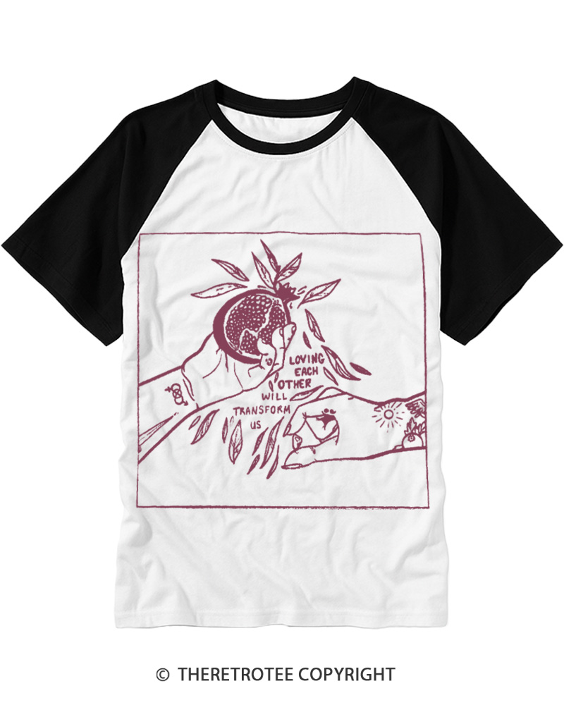 TheRetroTee Loving Each Other Will Transform Us 1980s Raglan Baseball T-Shirt