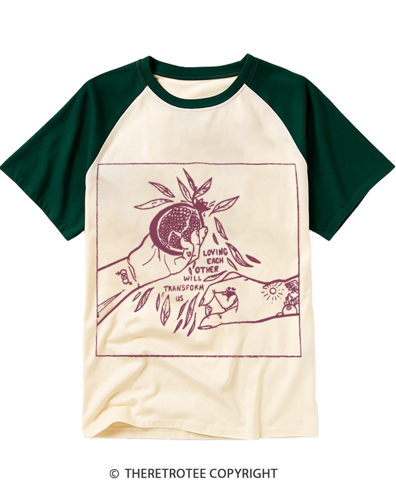 TheRetroTee Loving Each Other Will Transform Us 1980s Raglan Baseball T-Shirt