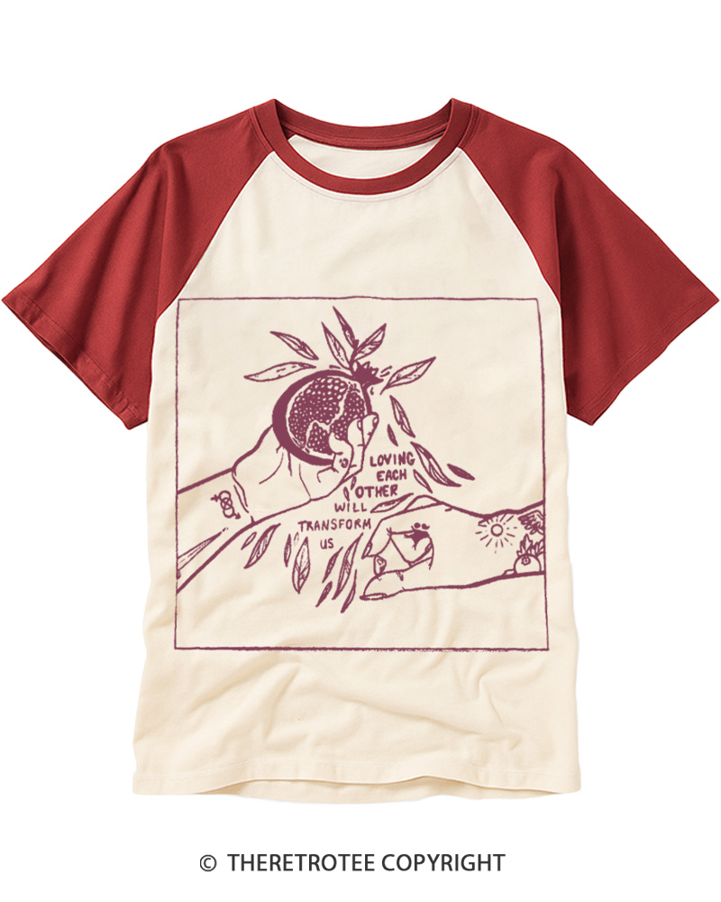 TheRetroTee Loving Each Other Will Transform Us 1980s Raglan Baseball T-Shirt