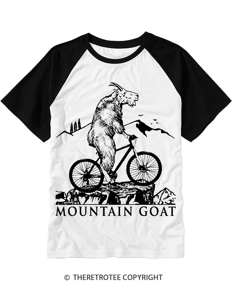 TheRetroTee Mountain Goat Bike 1990s Raglan Baseball T-Shirt