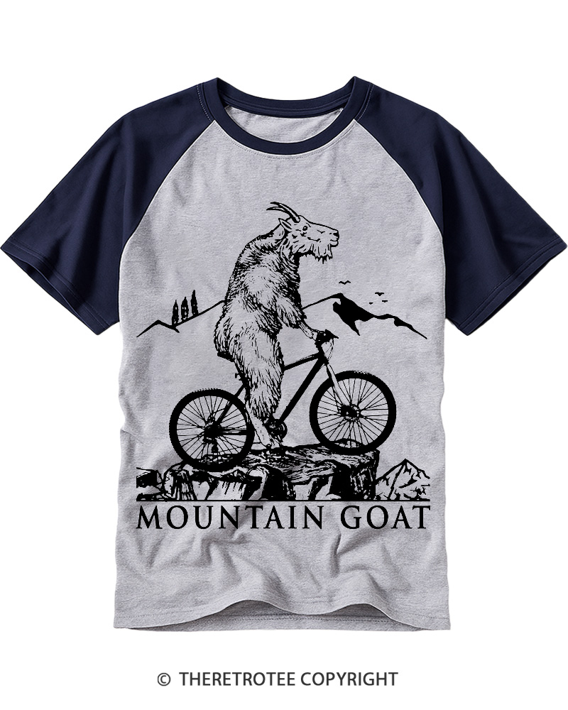 TheRetroTee Mountain Goat Bike 1990s Raglan Baseball T-Shirt