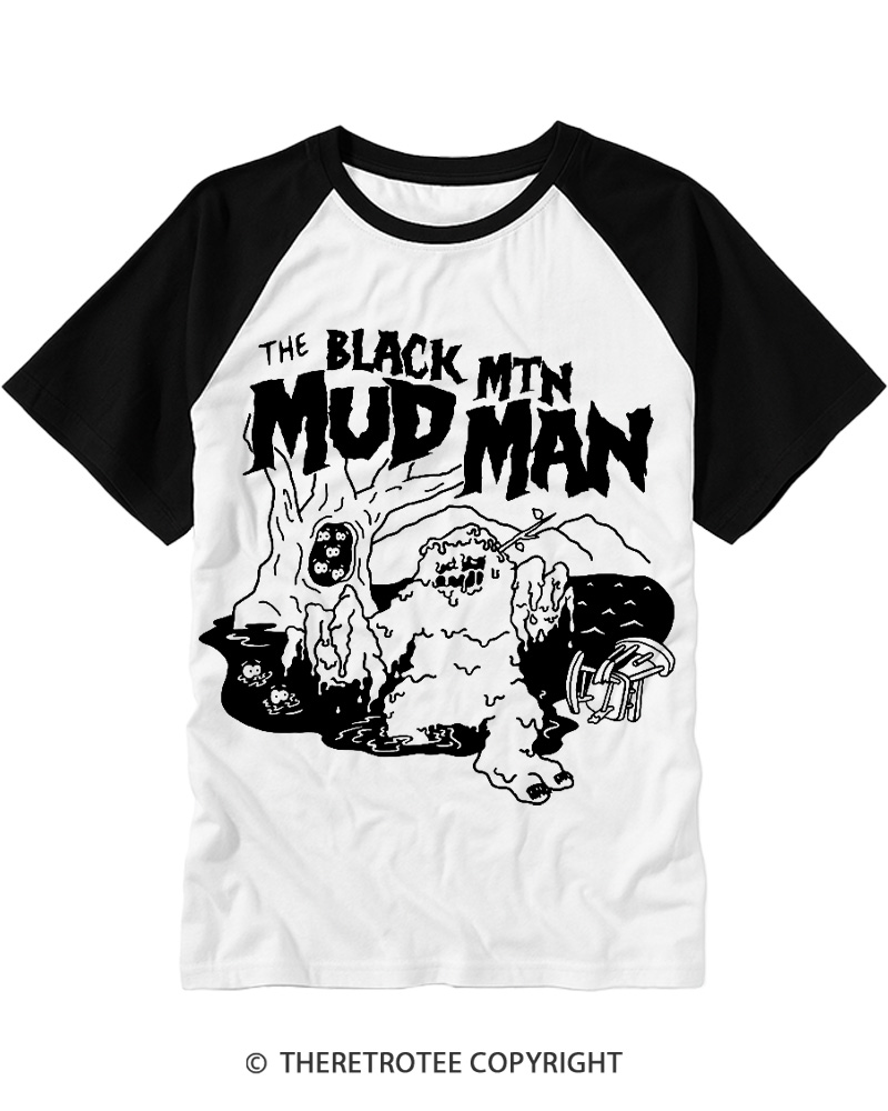 TheRetroTee Mudman Cryprid 1980s Raglan Baseball T-Shirt