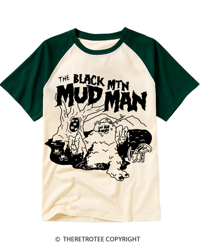 TheRetroTee Mudman Cryprid 1980s Raglan Baseball T-Shirt