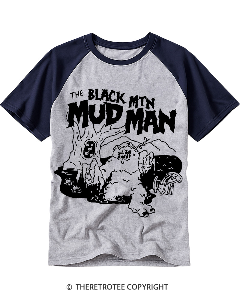 TheRetroTee Mudman Cryprid 1980s Raglan Baseball T-Shirt