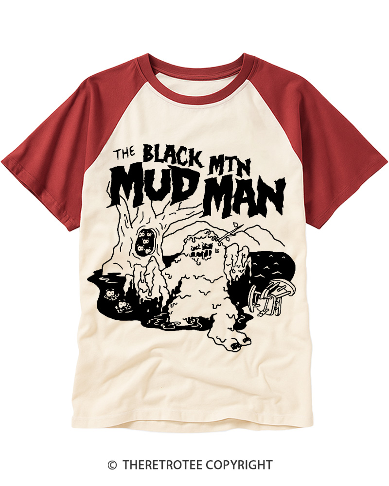 TheRetroTee Mudman Cryprid 1980s Raglan Baseball T-Shirt