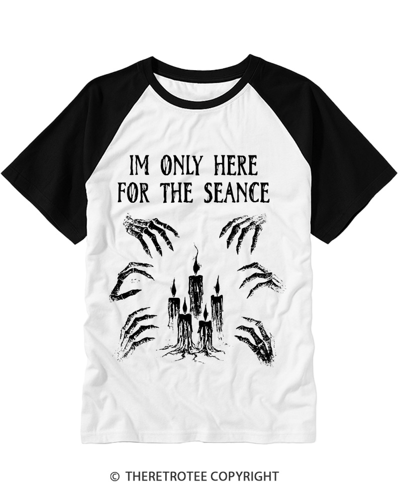 TheRetroTee Here For Seance 1990s Raglan Baseball T-Shirt