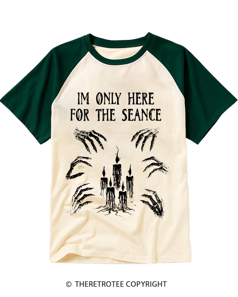 TheRetroTee Here For Seance 1990s Raglan Baseball T-Shirt