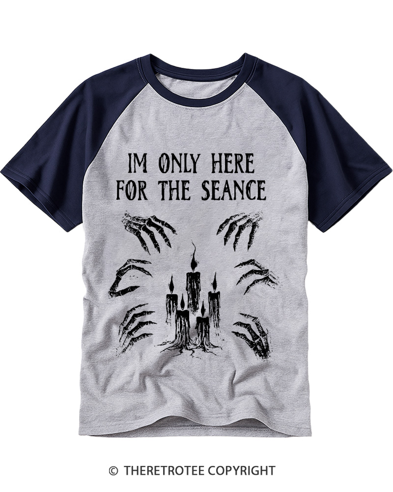 TheRetroTee Here For Seance 1990s Raglan Baseball T-Shirt