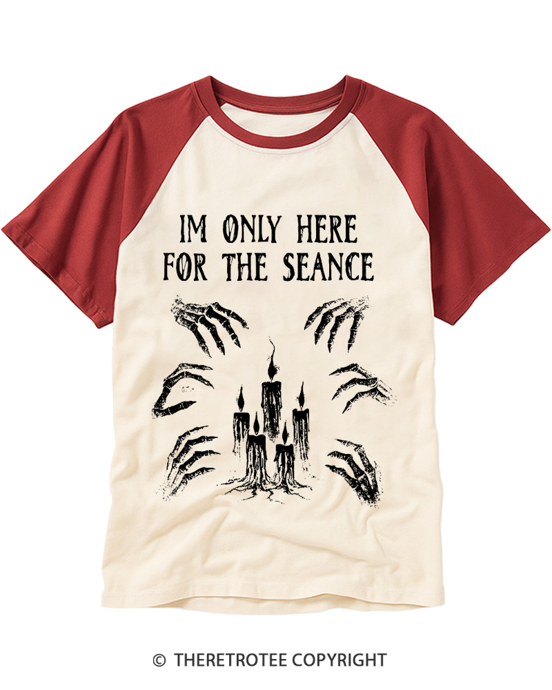 TheRetroTee Here For Seance 1990s Raglan Baseball T-Shirt
