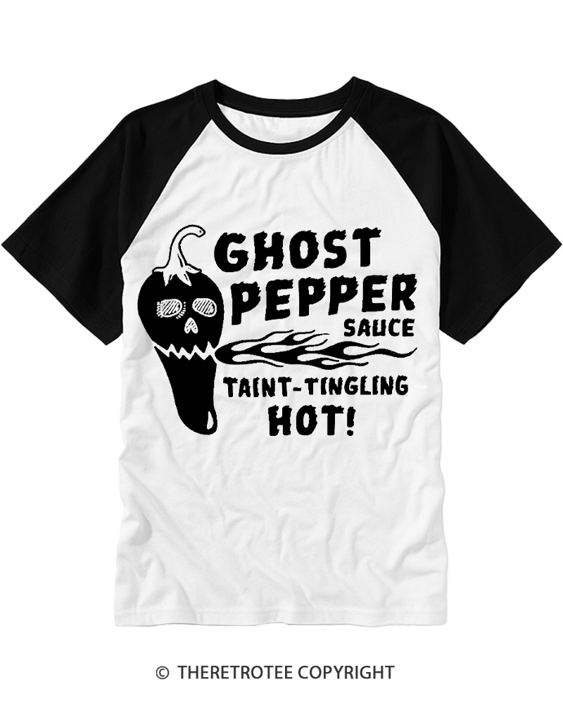 TheRetroTee Ghost Pepper 1990s Raglan Baseball T-Shirt