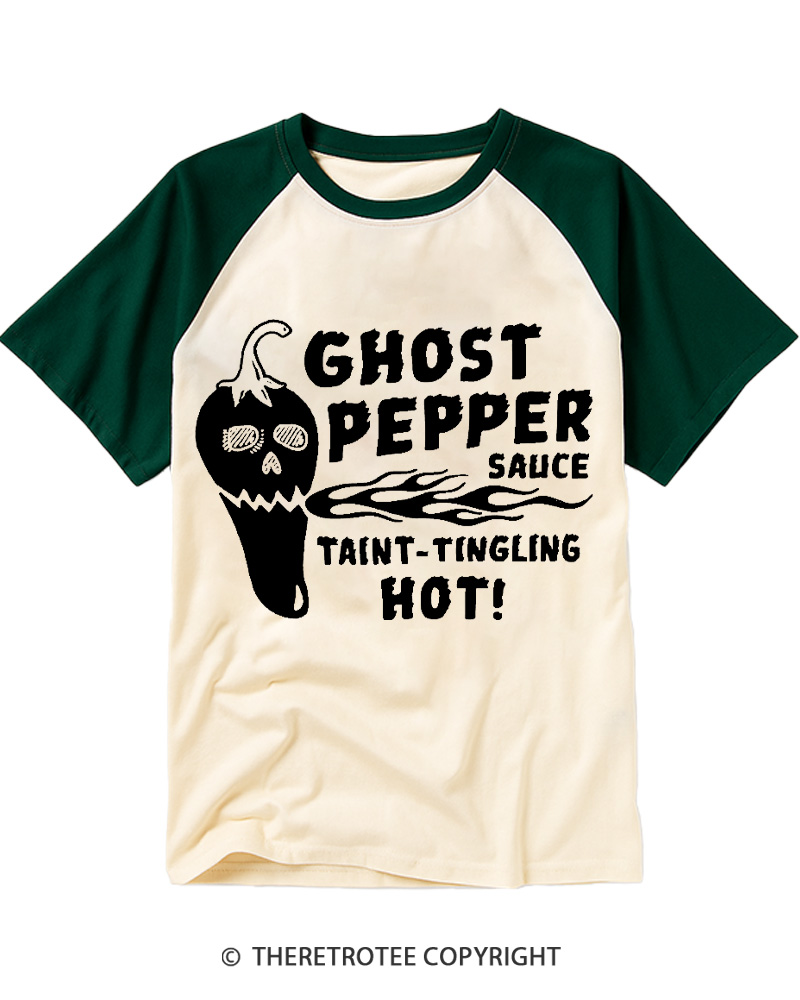 TheRetroTee Ghost Pepper 1990s Raglan Baseball T-Shirt