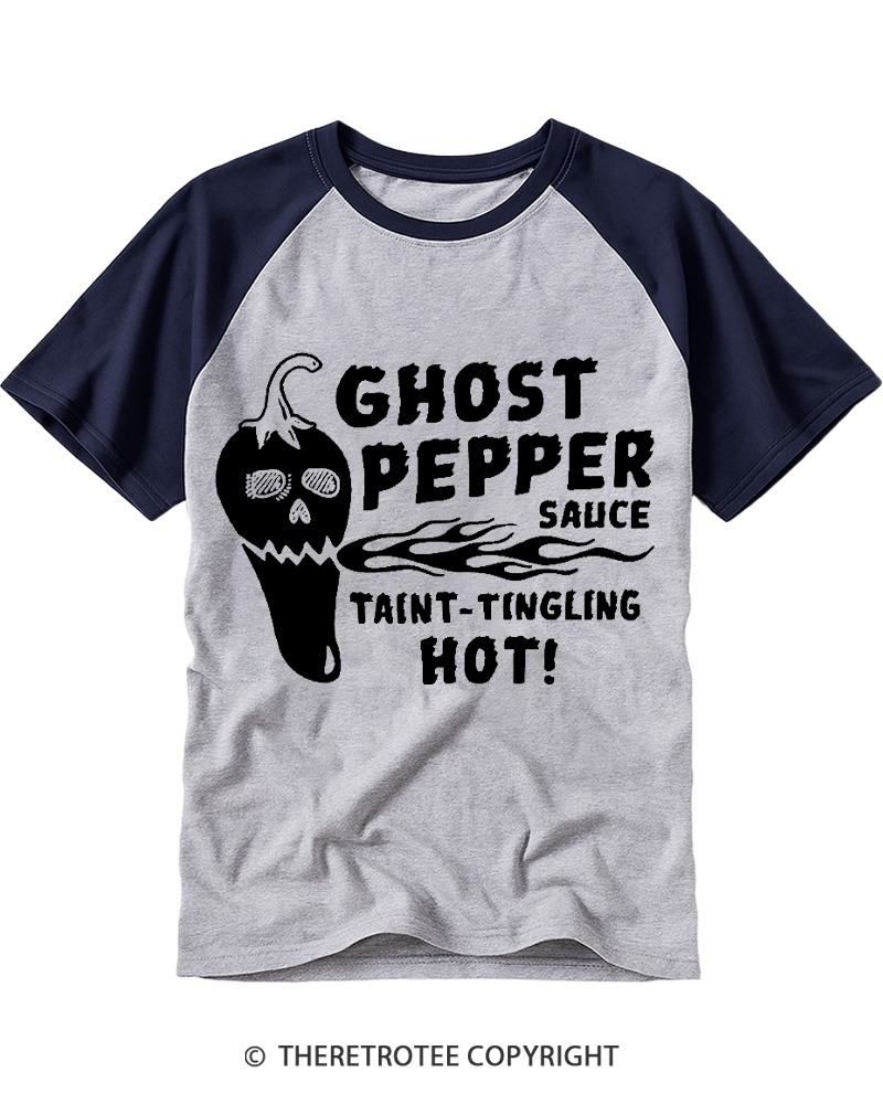TheRetroTee Ghost Pepper 1990s Raglan Baseball T-Shirt