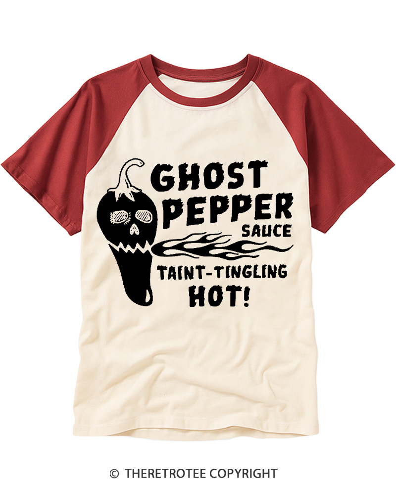 TheRetroTee Ghost Pepper 1990s Raglan Baseball T-Shirt