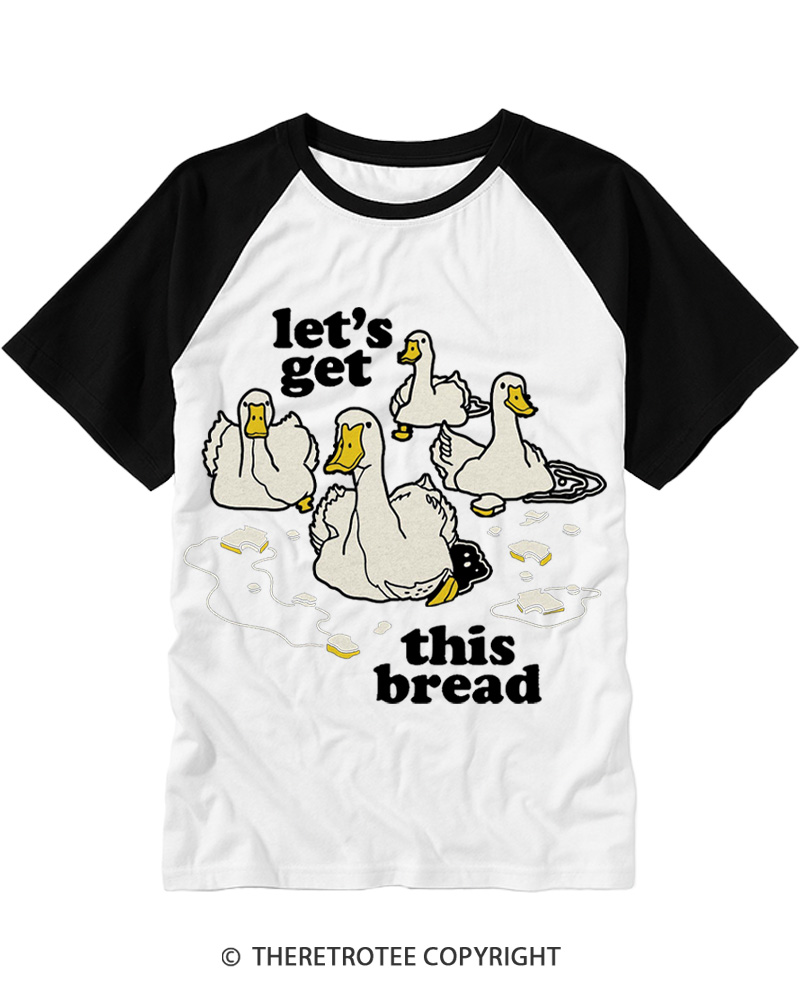 TheRetroTee Let’s Get This Bread 1980s Raglan Baseball T-Shirt