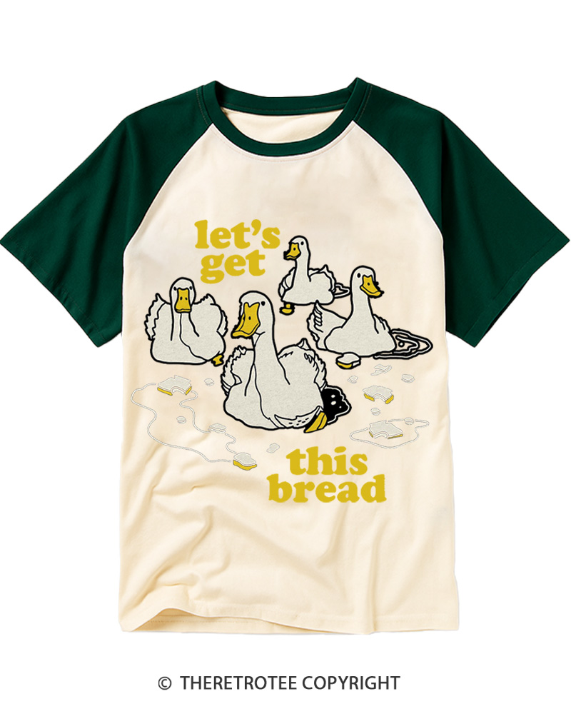 TheRetroTee Let’s Get This Bread 1980s Raglan Baseball T-Shirt