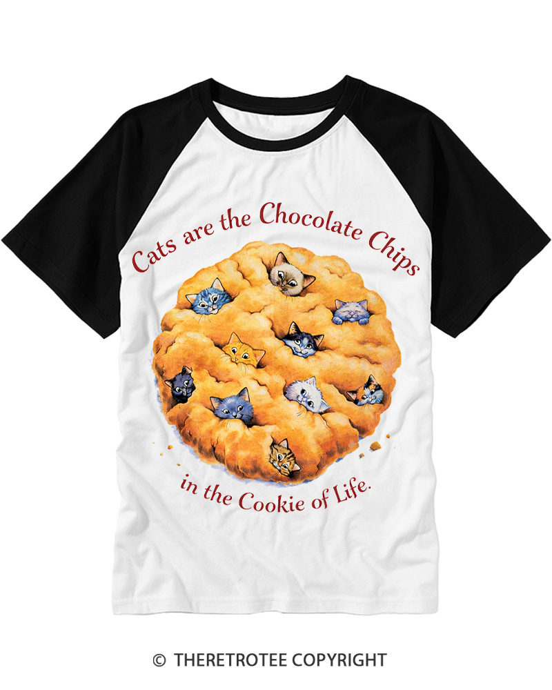 TheRetroTee Cats are the Chocolate Chip 1990s Raglan Baseball T-Shirt