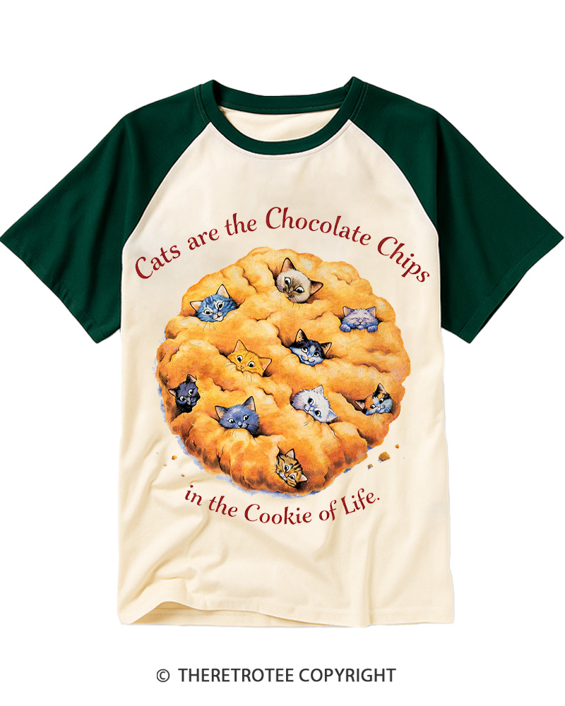 TheRetroTee Cats are the Chocolate Chip 1990s Raglan Baseball T-Shirt
