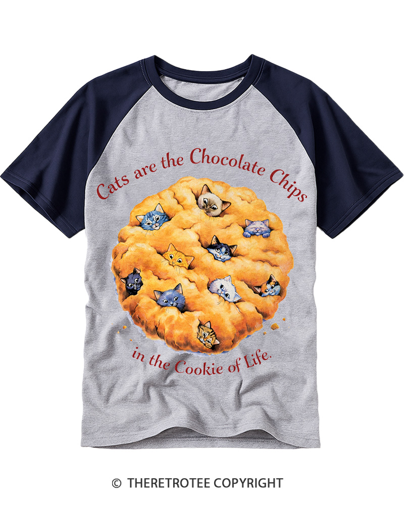 TheRetroTee Cats are the Chocolate Chip 1990s Raglan Baseball T-Shirt