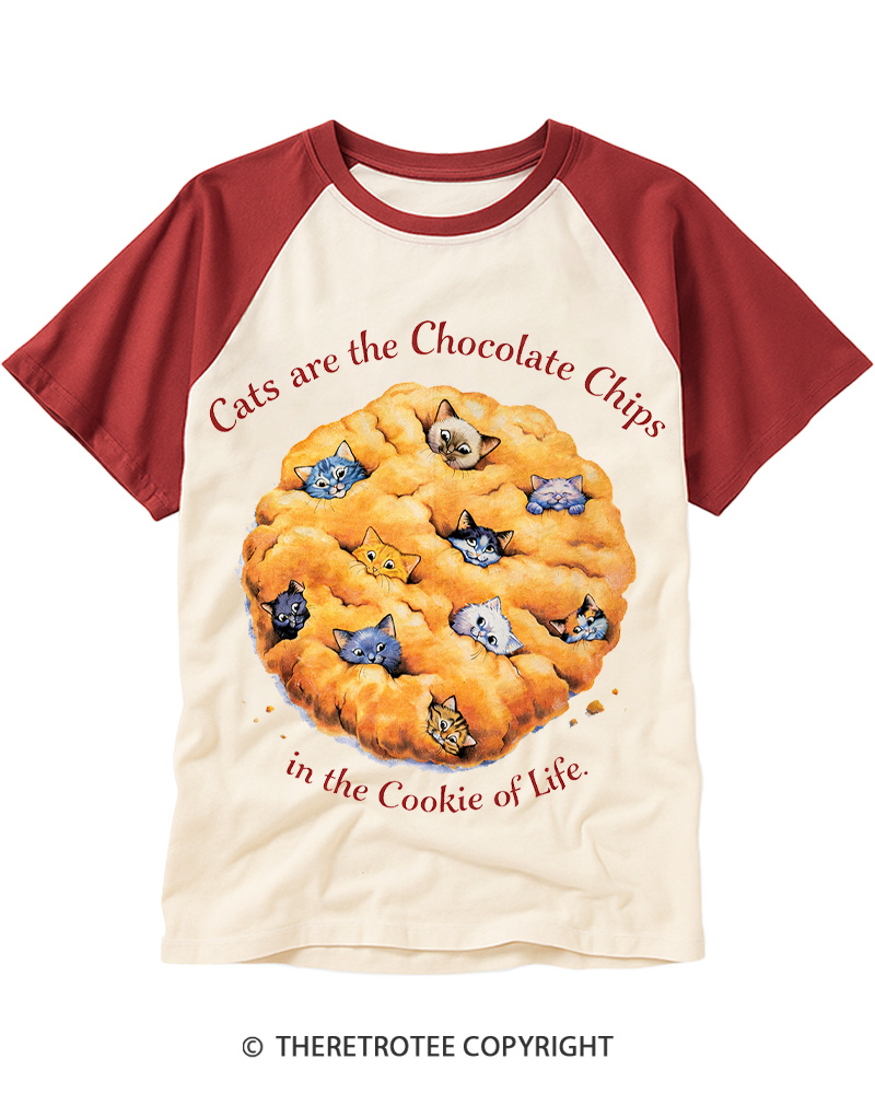 TheRetroTee Cats are the Chocolate Chip 1990s Raglan Baseball T-Shirt