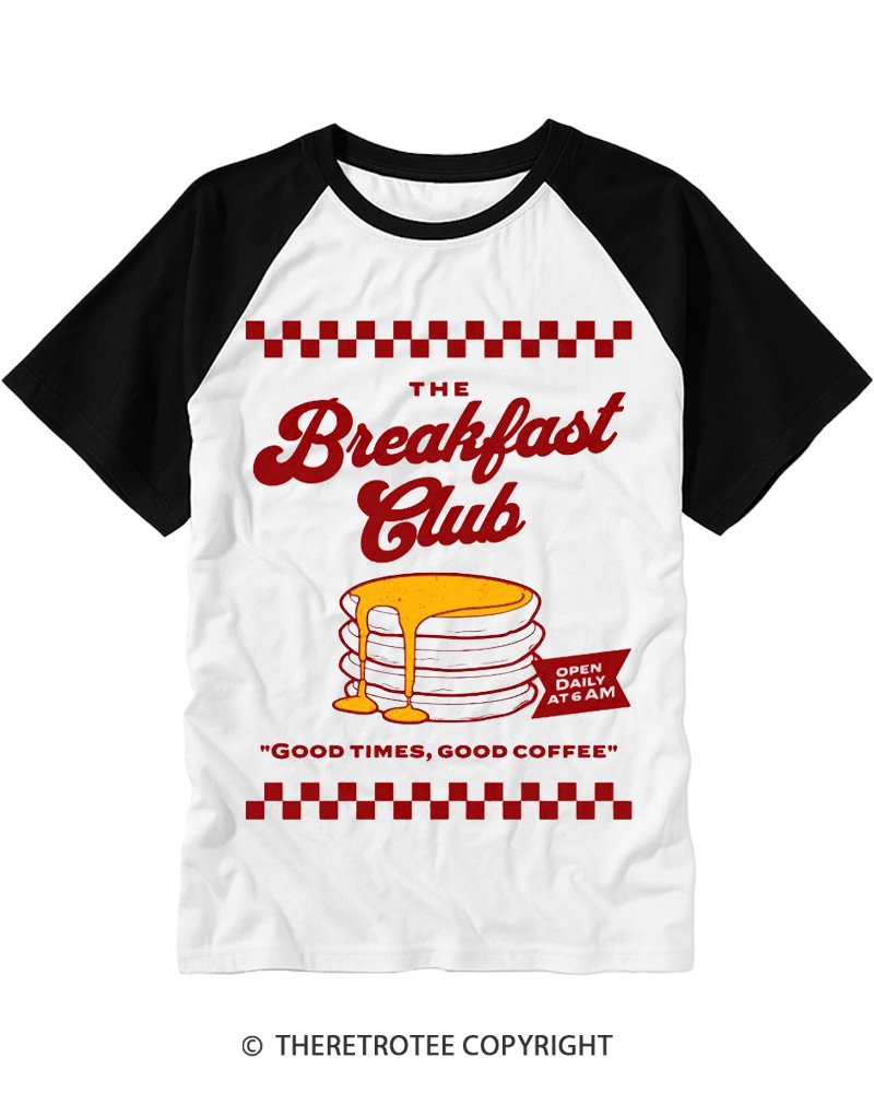 TheRetroTee Pancake Diner 1980s Raglan Baseball T-Shirt