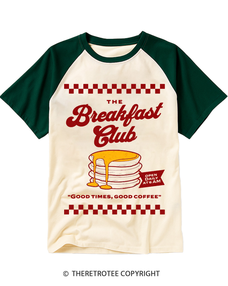 TheRetroTee Pancake Diner 1980s Raglan Baseball T-Shirt
