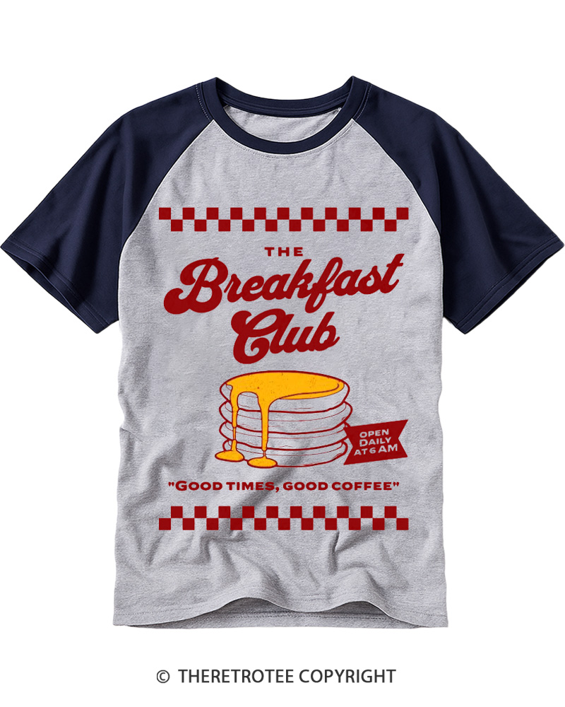 TheRetroTee Pancake Diner 1980s Raglan Baseball T-Shirt
