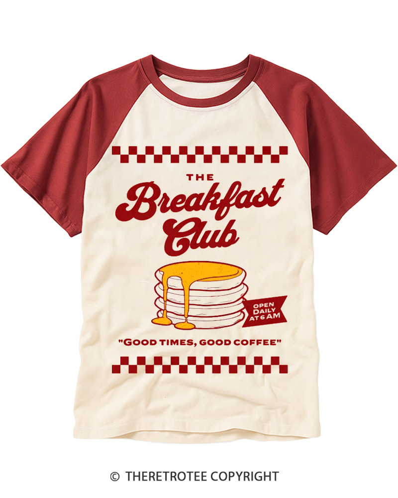 TheRetroTee Pancake Diner 1980s Raglan Baseball T-Shirt