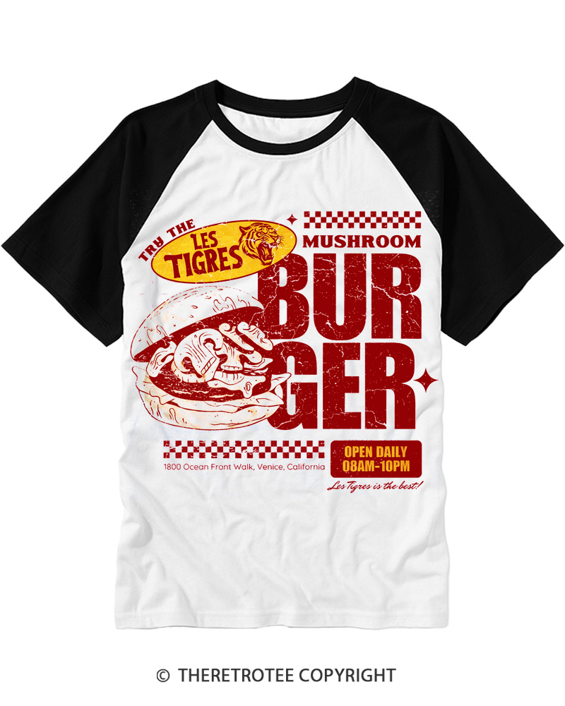 TheRetroTee California Beach Diner 1980s Raglan Baseball T-Shirt