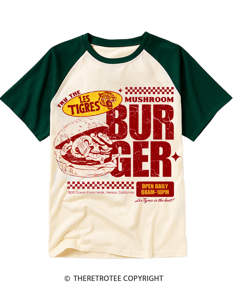 TheRetroTee California Beach Diner 1980s Raglan Baseball T-Shirt