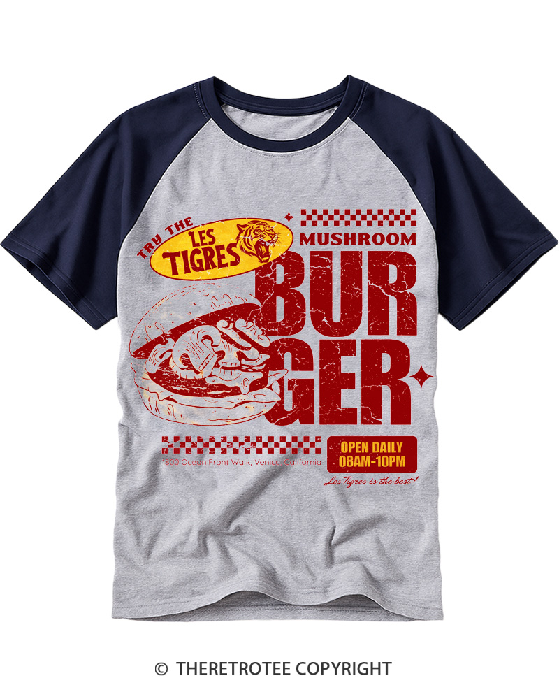 TheRetroTee California Beach Diner 1980s Raglan Baseball T-Shirt