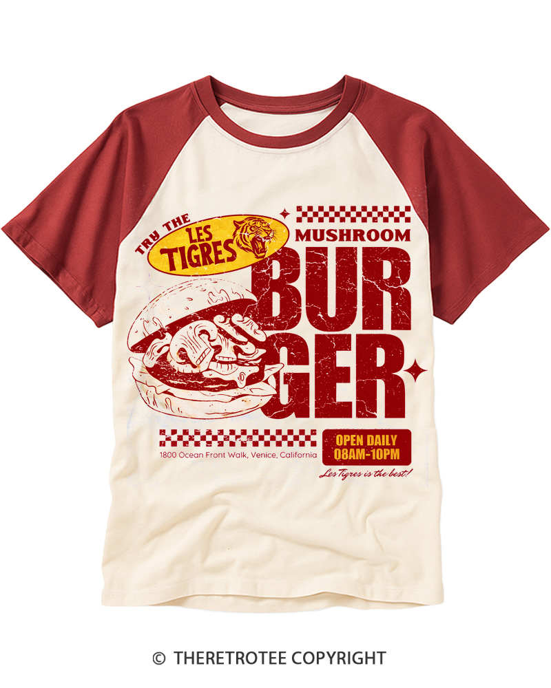 TheRetroTee California Beach Diner 1980s Raglan Baseball T-Shirt