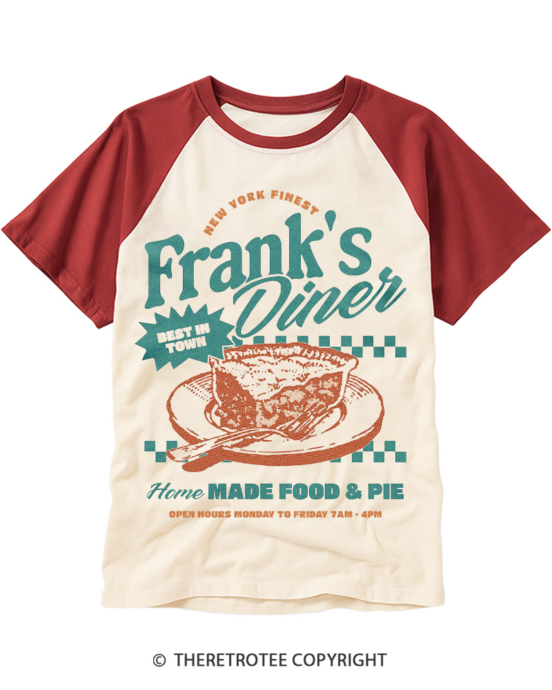 TheRetroTee Frank’s Diner 1960s Raglan Baseball T-Shirt