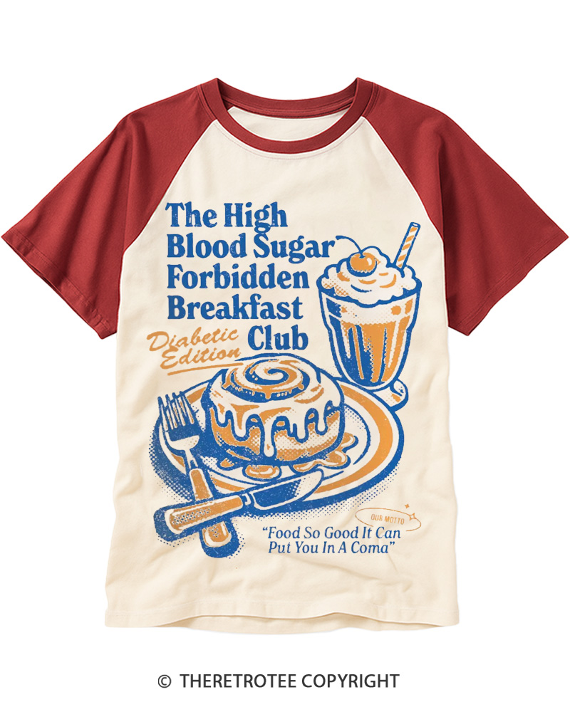 TheRetroTee Food So Good It Can Put You In A Coma 1960s Raglan Baseball T-Shirt
